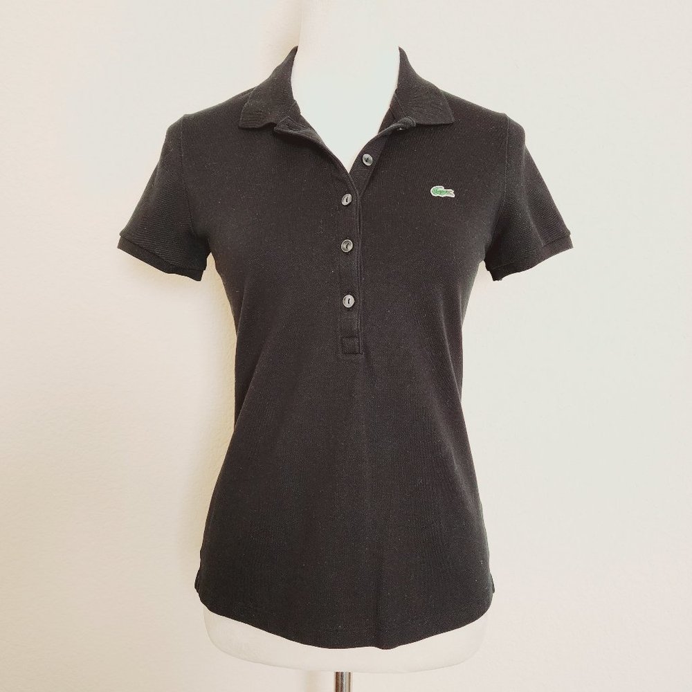 Lacoste Women's Slim Fit Stretch Cotton Piqué Polo - Black - Size 36